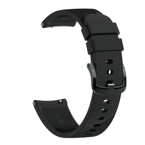 Twill Texture Silicone Watch Band Replacement 20mm for Samsung Galaxy Watch4 Classic 46mm 42mm/Watch4 44mm 40mm/Garmin Forerunner 645 - Black - 1