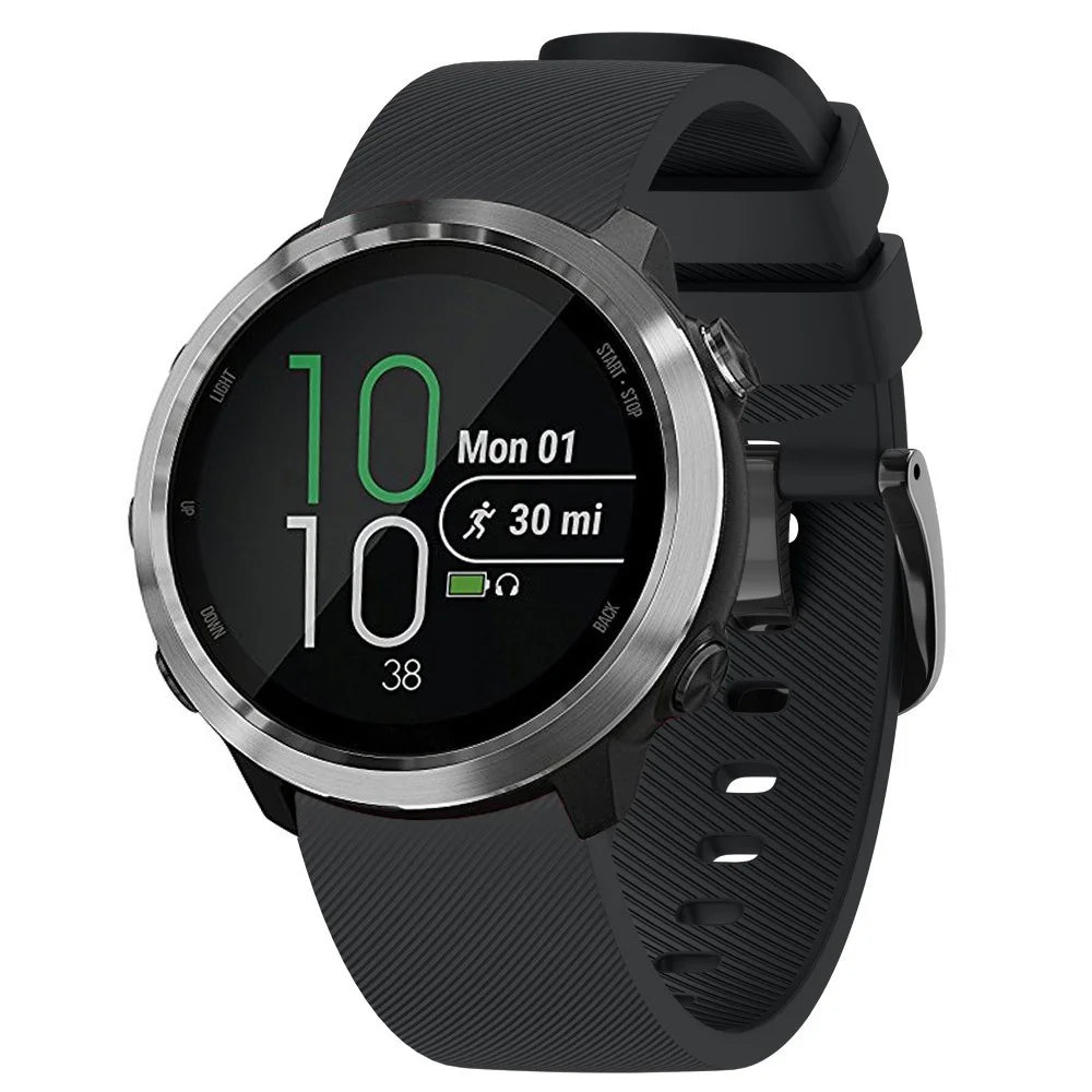 Twill Texture Silicone Watch Band Replacement 20mm for Samsung Galaxy Watch4 Classic 46mm 42mm/Watch4 44mm 40mm/Garmin Forerunner 645 - Black - 4