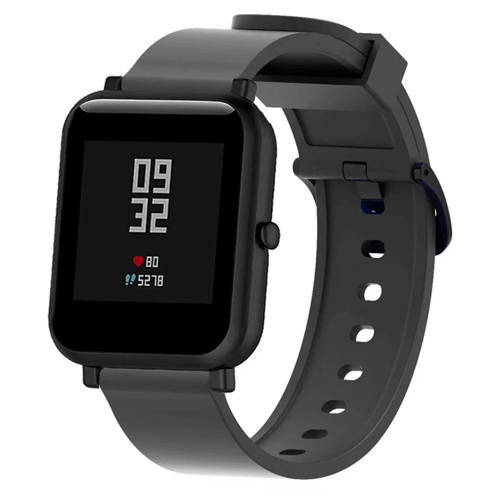 20mm Soft Silicon Watch Band for Amazfit Bip Smart Watch - Black - 2