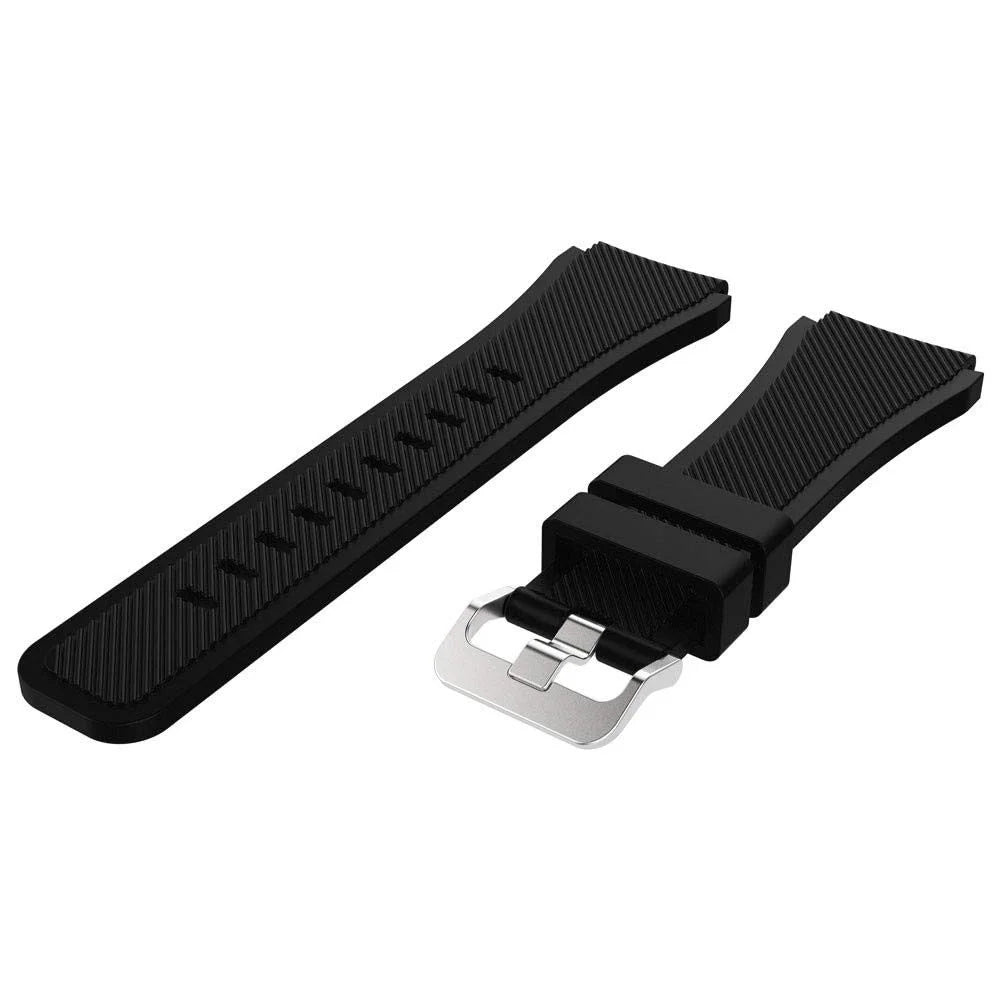 For Huawei Watch GT/Honor Watch Magic 22mm Twill Texture Silicone Watch Strap Wristband Replacement - Black - 4