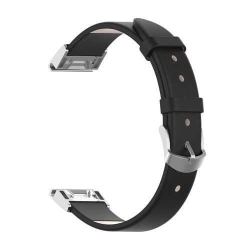 PU Leather Watch Strap with Connector and Tool for Garmin Fenix 7/5/Forerunner 935/Quatix5/Quatix5 Sapphire/Approach S60 - Black - 1