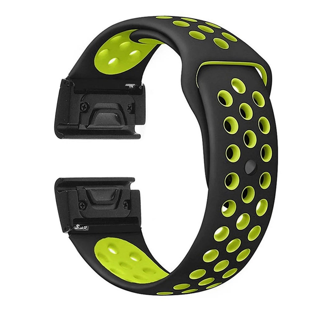26mm Two-tone Silicone Watch Band for Garmin Fenix 5X - Black / Green - 1