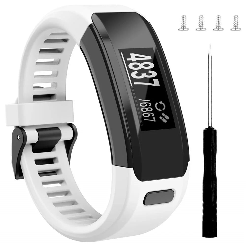 Soft Flexible Silicone Watch Band for Garmin Vivosmart HR - White - 1