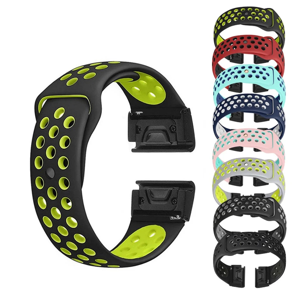 For Garmin Fenix 5X/Fenix 3 Two-color Silicone Wrist Strap Watchband Bracelet - Black / Green - 5