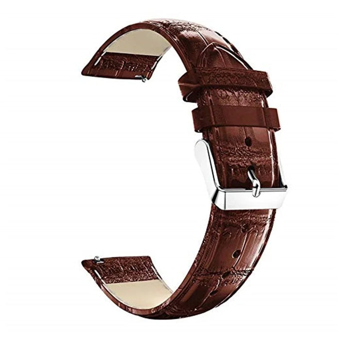 22mm Crocodile Texture Genuine Leather Watch Strap Replacement for Huawei Watch GT/ Watch 2 Pro/Honor Watch Magic - Brown - 1