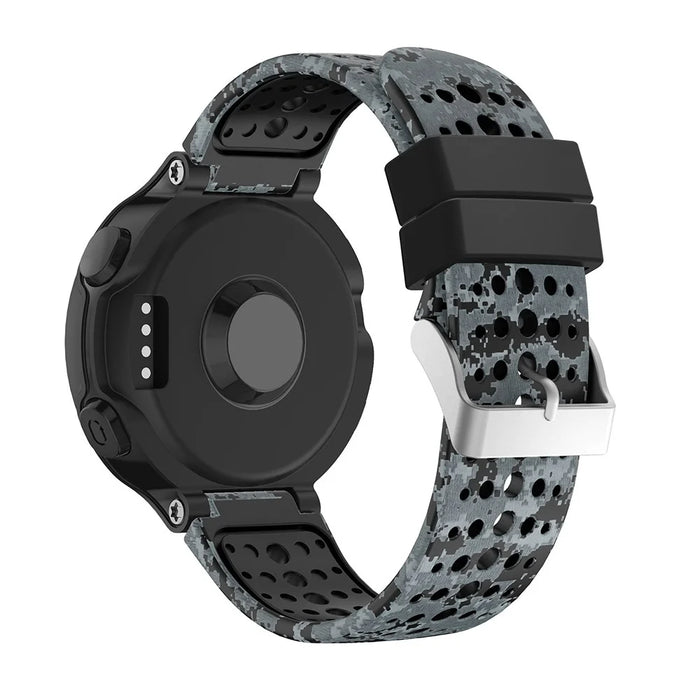 Pattern Printing Soft Silicone Watch Band for Garmin Forerunner 220 / 230 / 235 / 620 / 630 - All Black - 1