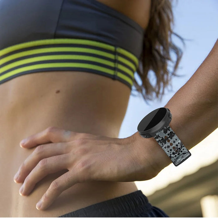 Pattern Printing Soft Silicone Watch Band for Garmin Forerunner 220 / 230 / 235 / 620 / 630 - All Black - 4