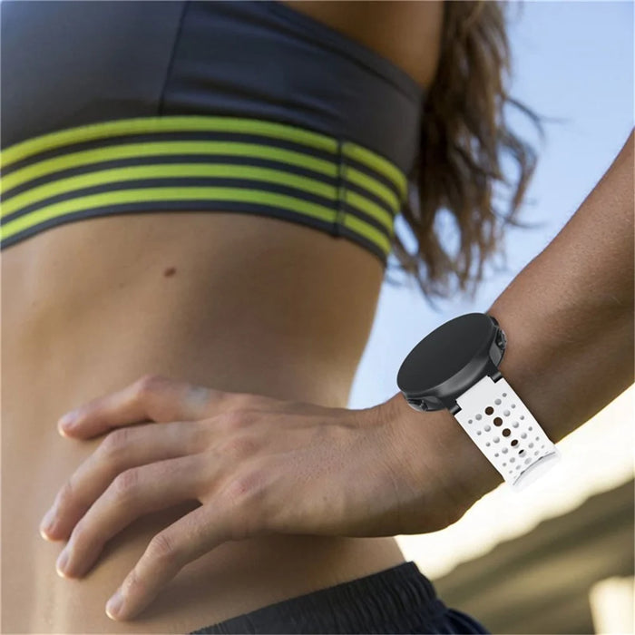 Round Holes Silicone Watch Band Strap for Garmin Forerunner 220 / 230 / 235 / 620 / 630 - White - 5