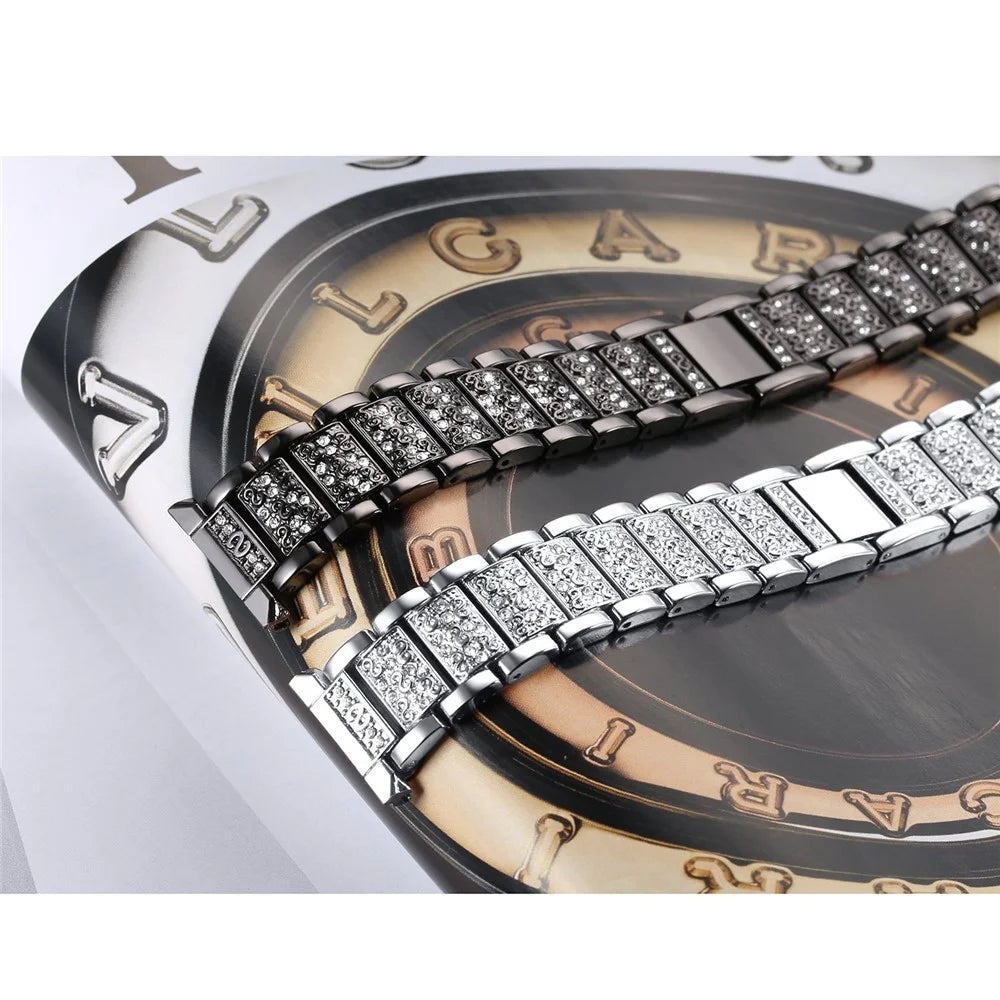 22mm Universal Rhinestone Decor Metal Watch Band for Huawei Watch GT / Samsung Gear S3 Classic / S3 Frontier - Black - 4