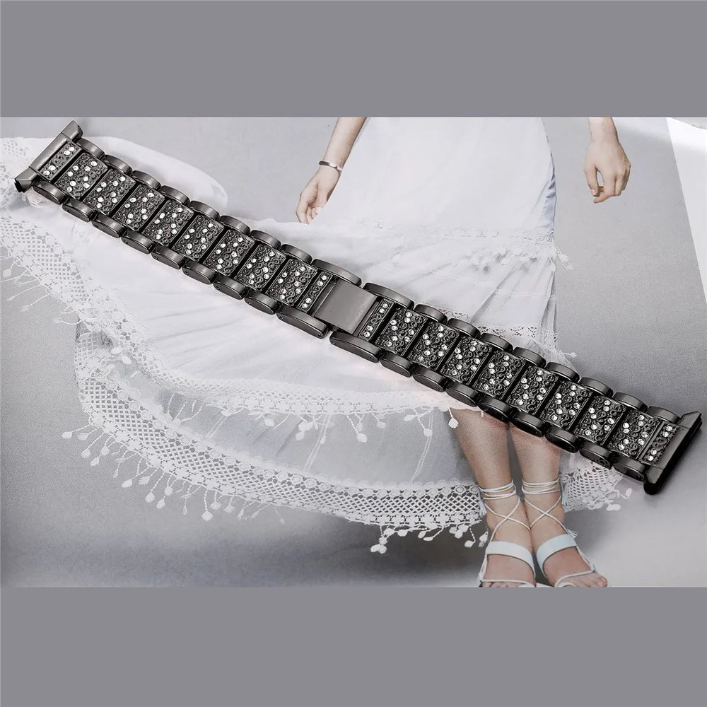 22mm Universal Rhinestone Decor Metal Watch Band for Huawei Watch GT / Samsung Gear S3 Classic / S3 Frontier - Black - 7