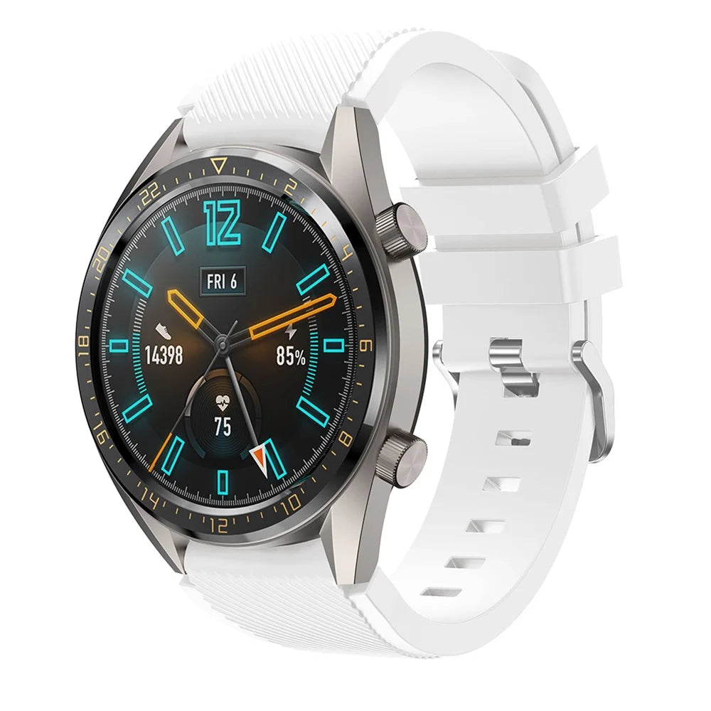 22mm Silicone Wrist Strap Pin Buckle Sports Watch Band Replacement for Huawei Watch GT - White - 3