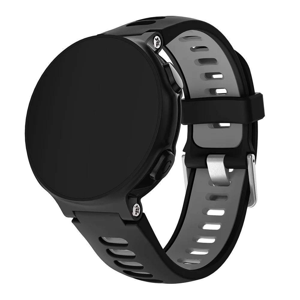 Two-tone Silicone Watch Band for Garmin Forerunner 220/230/235/620/630/F735XT, Adjustable Pin Buckle Wrist Strap - Black / Grey - 2