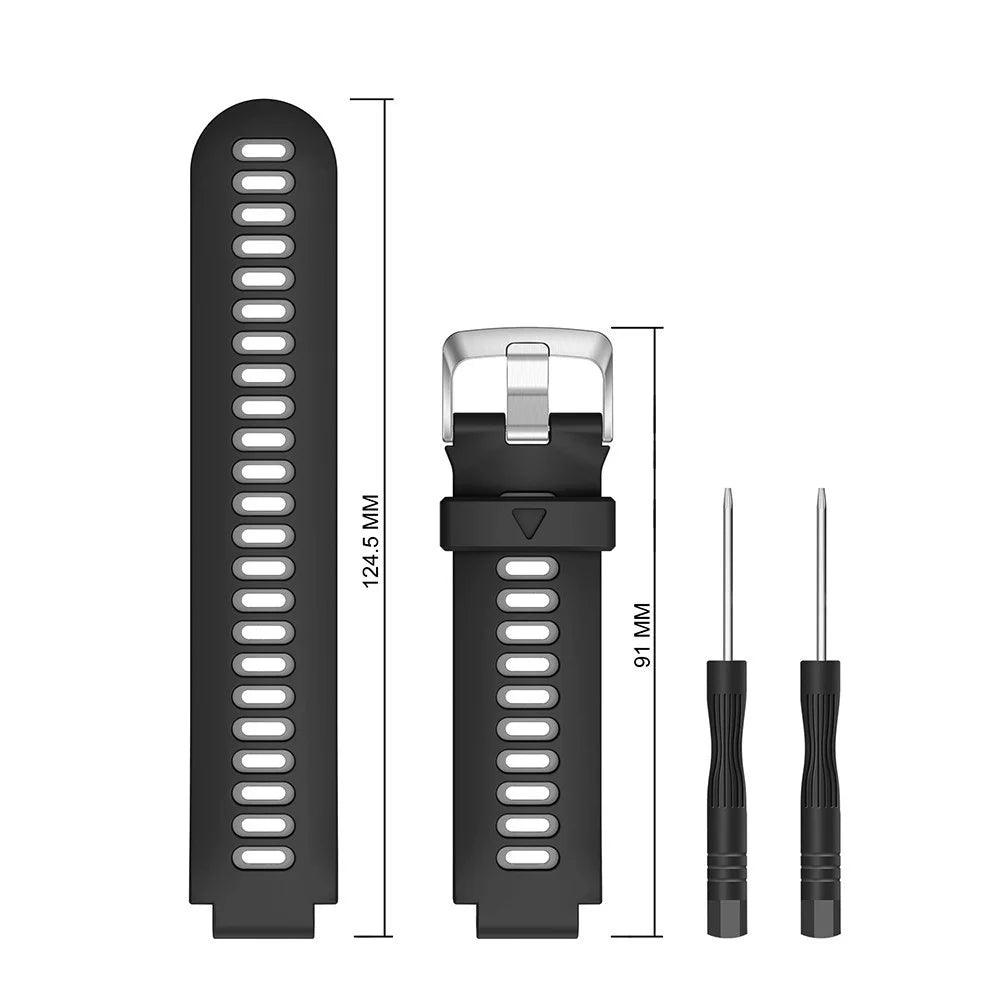Two-tone Silicone Watch Band for Garmin Forerunner 220/230/235/620/630/F735XT, Adjustable Pin Buckle Wrist Strap - Black / Grey - 3