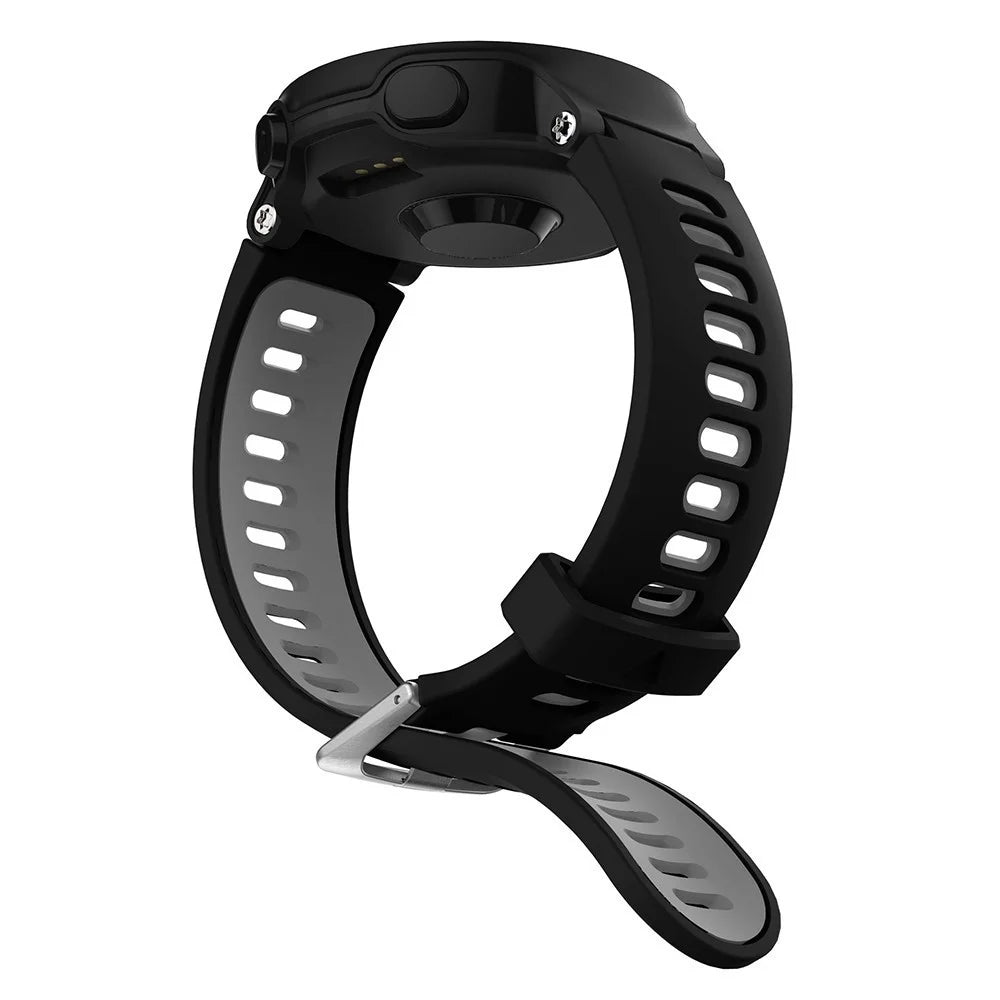 Two-tone Silicone Watch Band for Garmin Forerunner 220/230/235/620/630/F735XT, Adjustable Pin Buckle Wrist Strap - Black / Grey - 4