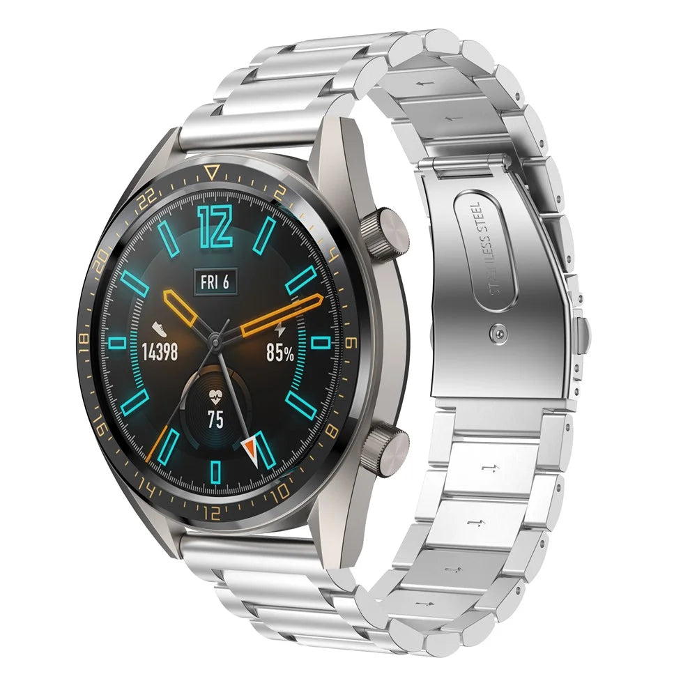 For Huawei Watch GT / Honor Watch GS 3i MNS-B39 22mm Stainless Steel Watch Strap Three-bead Wristband with Folding Clasp - 2