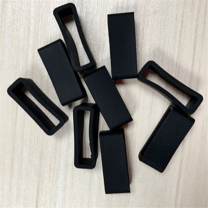 100PCS/Pack Silicone Buckle Ring Loop Holder for Smart Bracelet Watch Band, Size: 20mm - Black - 2