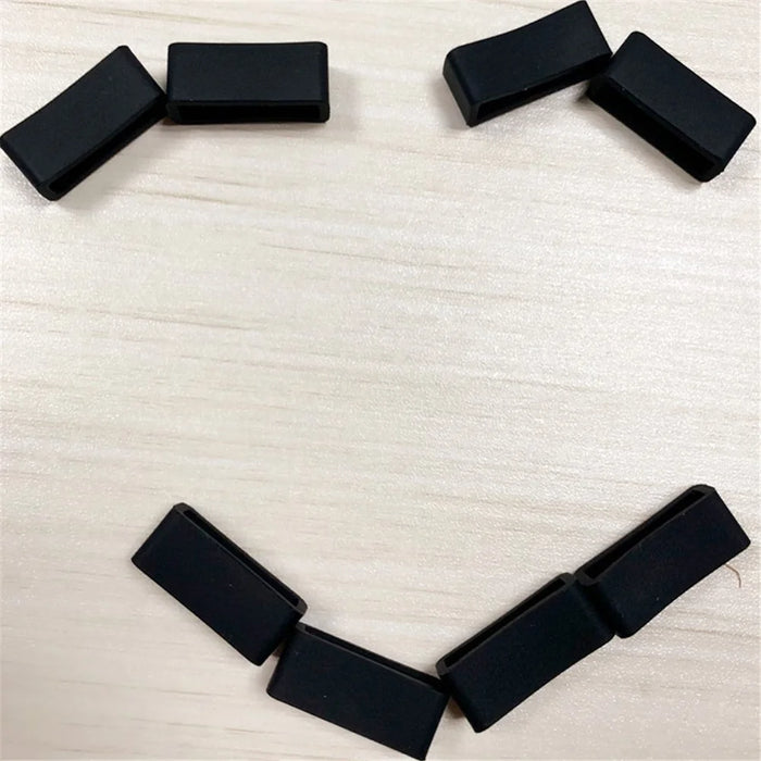 100PCS/Pack Silicone Buckle Ring Loop Holder for Smart Bracelet Watch Band, Size: 20mm - Black - 3