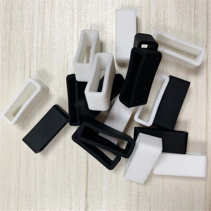 100PCS/Pack Silicone Buckle Ring Loop Holder for Smart Bracelet Watch Band, Size: 20mm - Black - 4