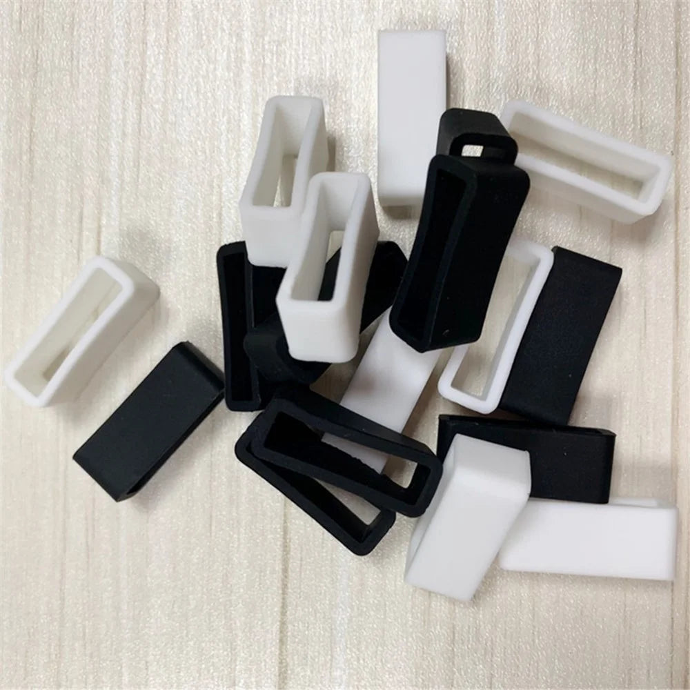 100PCS/Pack Silicone Buckle Ring Loop Holder for Smart Bracelet Watch Band, Size: 22mm - Black - 4