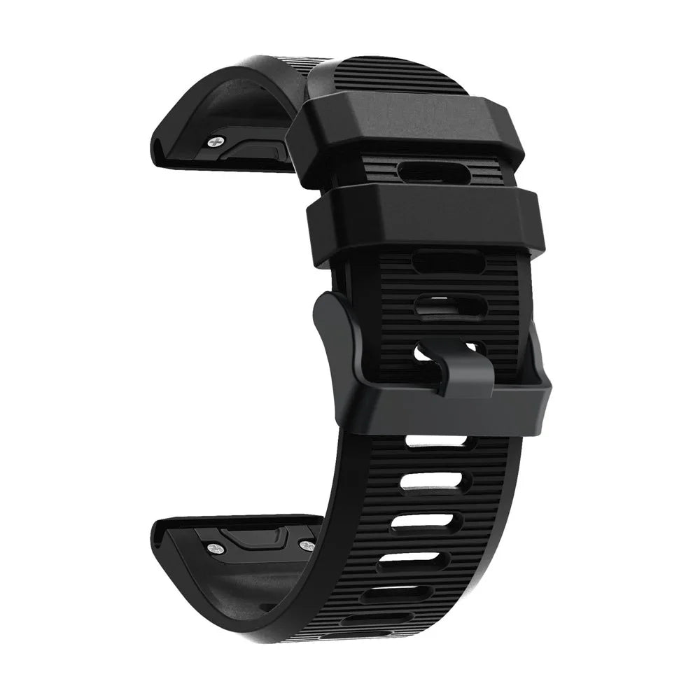 Silicone Sport Watch Band with Black PC Buckle for Garmin Fenix 5X Plus - Black - 1