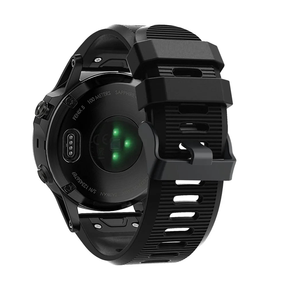 Silicone Sport Watch Band with Black PC Buckle for Garmin Fenix 5X Plus - Black - 3