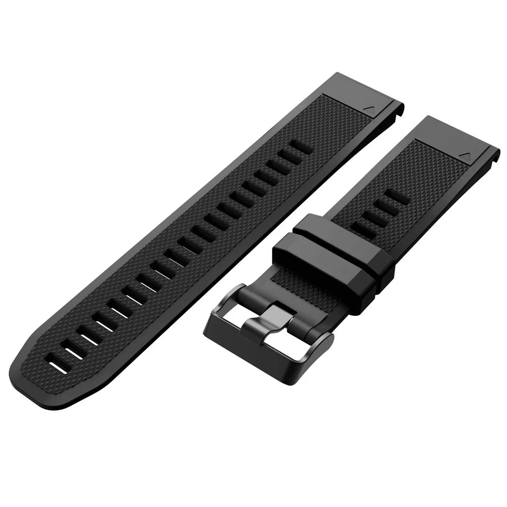 For Garmin Fenix 5 Silicone Sport Watch Band Adjustable Wrist Strap with Black Buckle - Black - 4