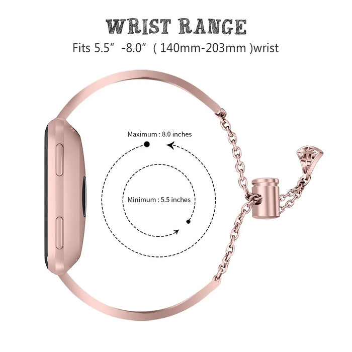 Stainless Steel with Diamond Watch Band for Fitbit Versa - Rose Gold - 2