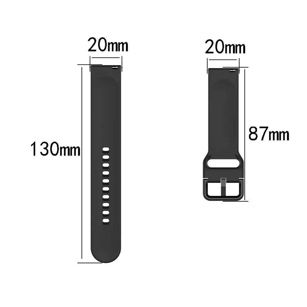 20mm Silicone Smart Watch Band for Samsung Galaxy Watch4 Classic 46mm 42mm / Galaxy Watch4 44mm 40mm / Galaxy Watch Active R500 - Black - 4