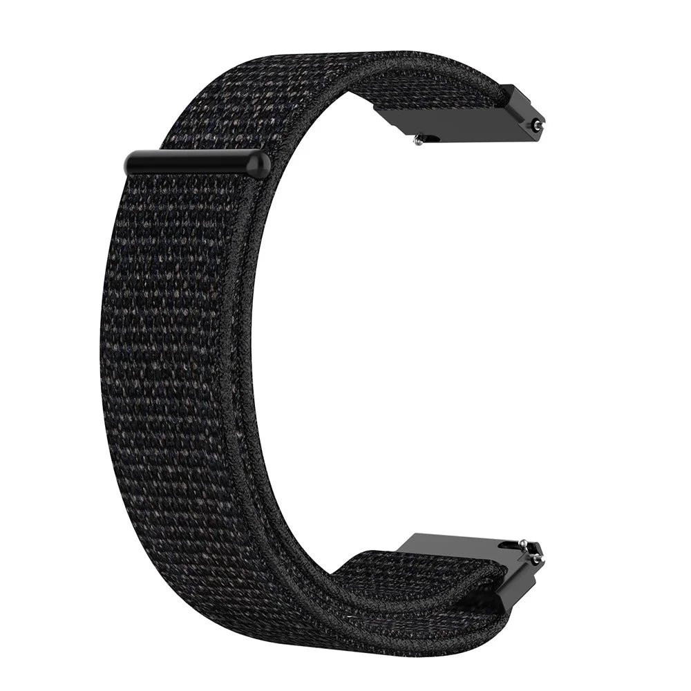 For Samsung Galaxy Watch 42mm SM-R810 20mm Loop Fastener Nylon Watch Band Strap - All Black - 1
