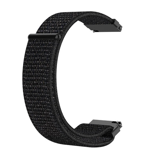 For Samsung Galaxy Watch 42mm SM-R810 20mm Loop Fastener Nylon Watch Band Strap - All Black - 1
