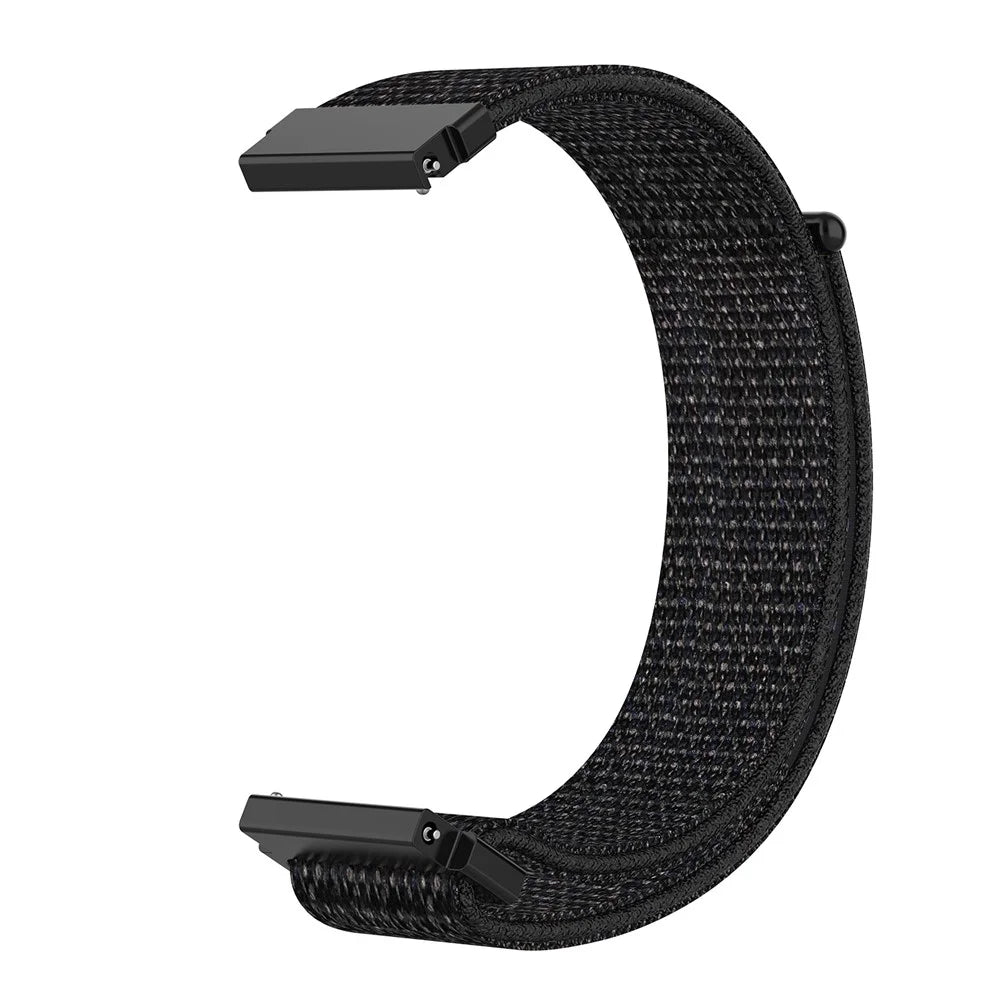 For Samsung Galaxy Watch 42mm SM-R810 20mm Loop Fastener Nylon Watch Band Strap - All Black - 2