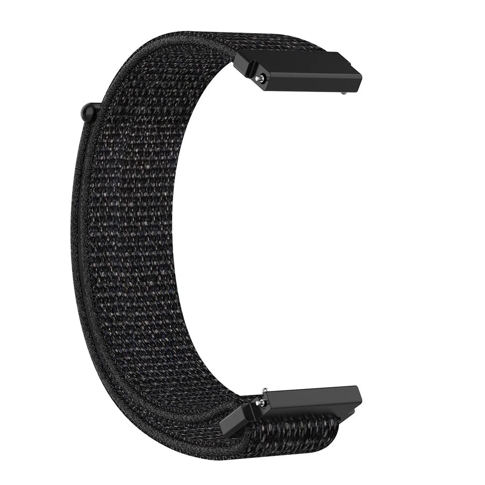 For Samsung Galaxy Watch 42mm SM-R810 20mm Loop Fastener Nylon Watch Band Strap - All Black - 3