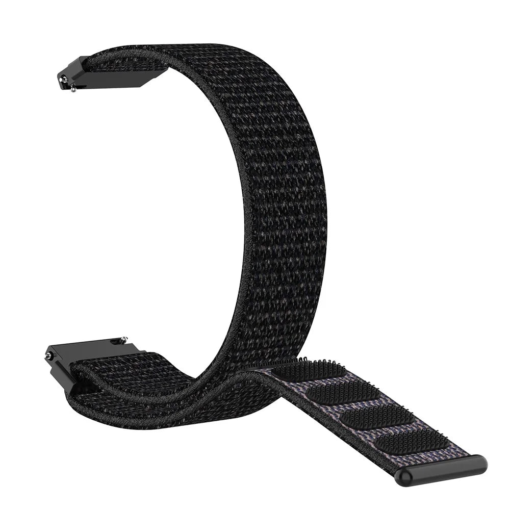 For Samsung Galaxy Watch 42mm SM-R810 20mm Loop Fastener Nylon Watch Band Strap - All Black - 6