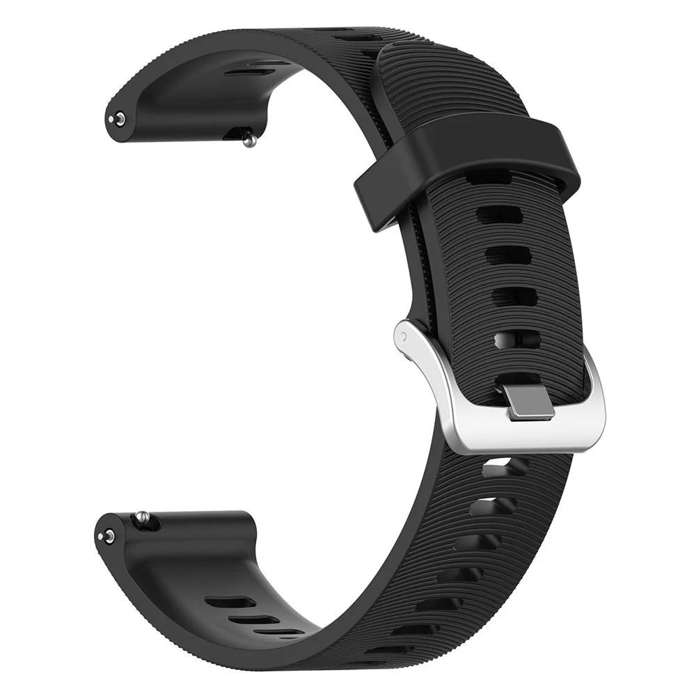 20mm Silicone Watch Strap for Garmin Forerunner 245 Smart Watch Band Replacement - Black - 1