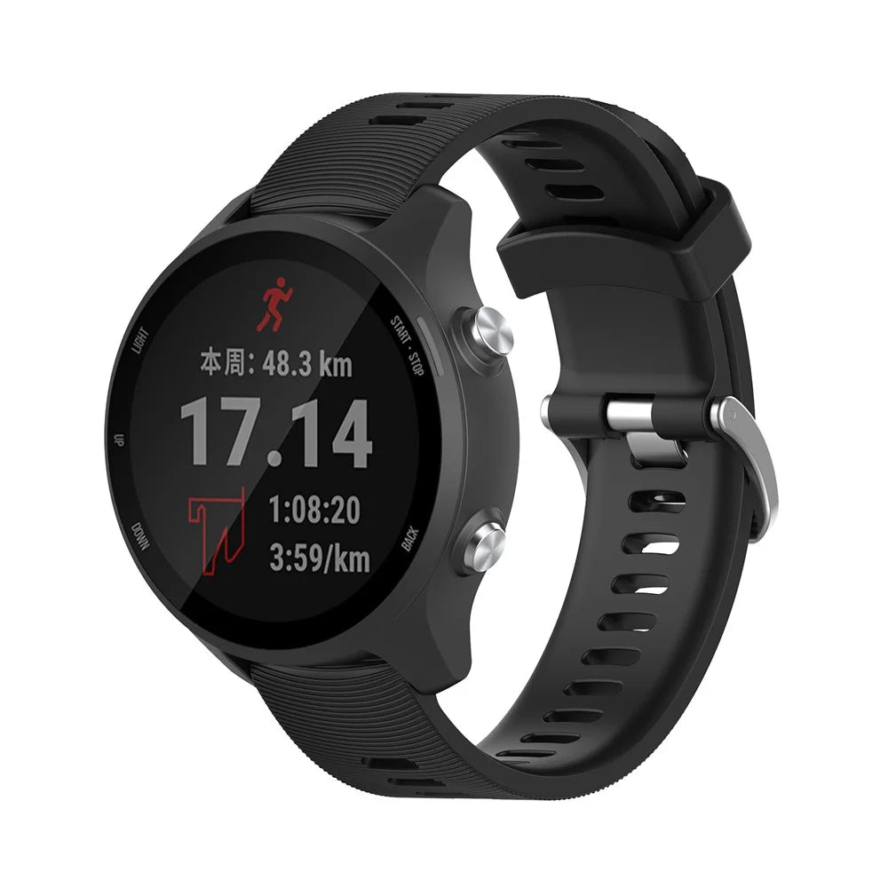 20mm Silicone Watch Strap for Garmin Forerunner 245 Smart Watch Band Replacement - Black - 2