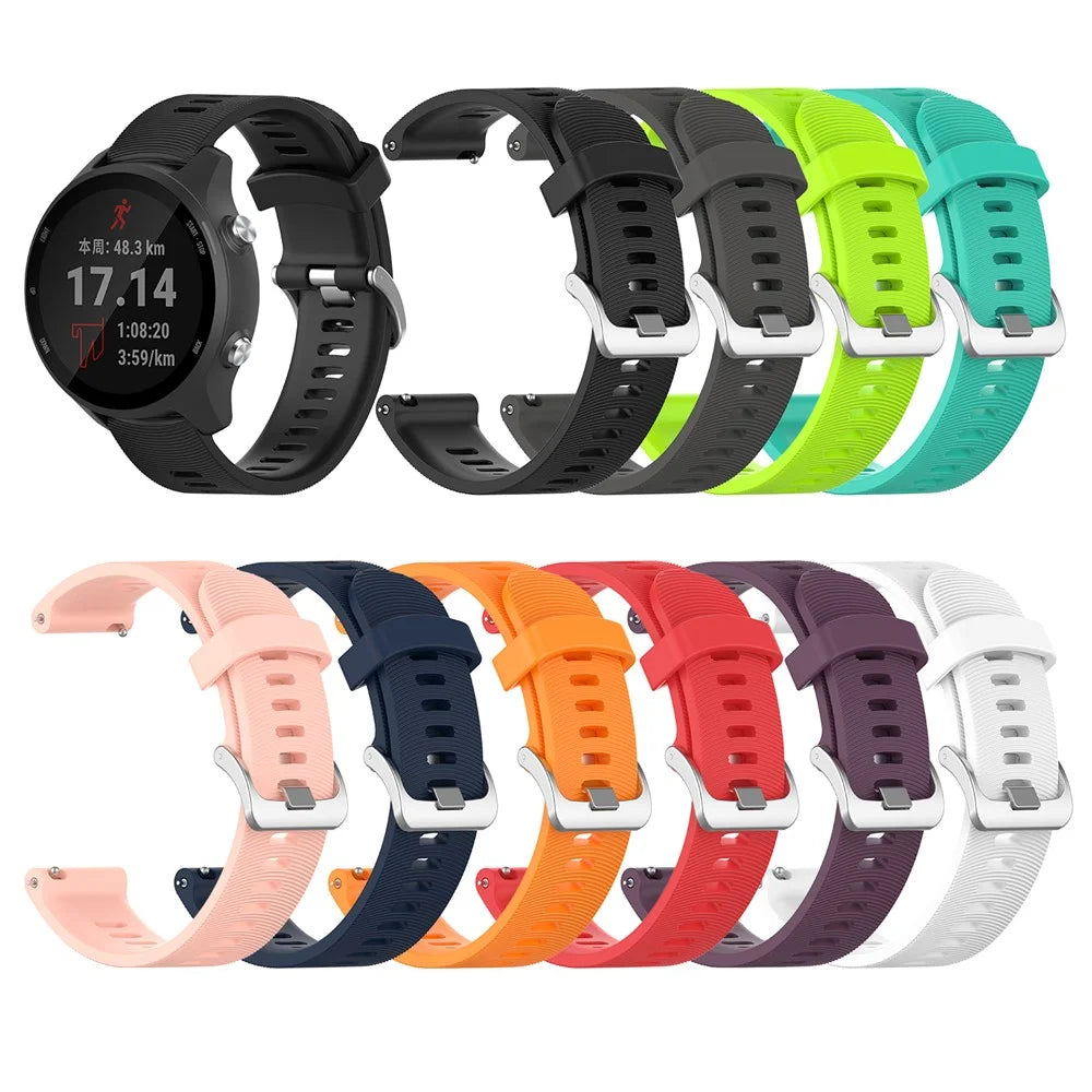 20mm Silicone Watch Strap for Garmin Forerunner 245 Smart Watch Band Replacement - Black - 6