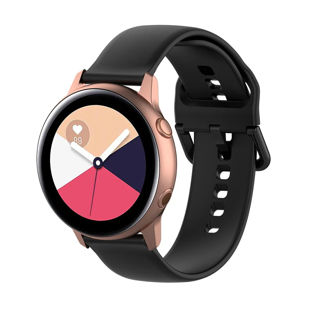 20mm Silicone Smart Watch Replacement Strap for Samsung Galaxy Watch Active - Black - 2