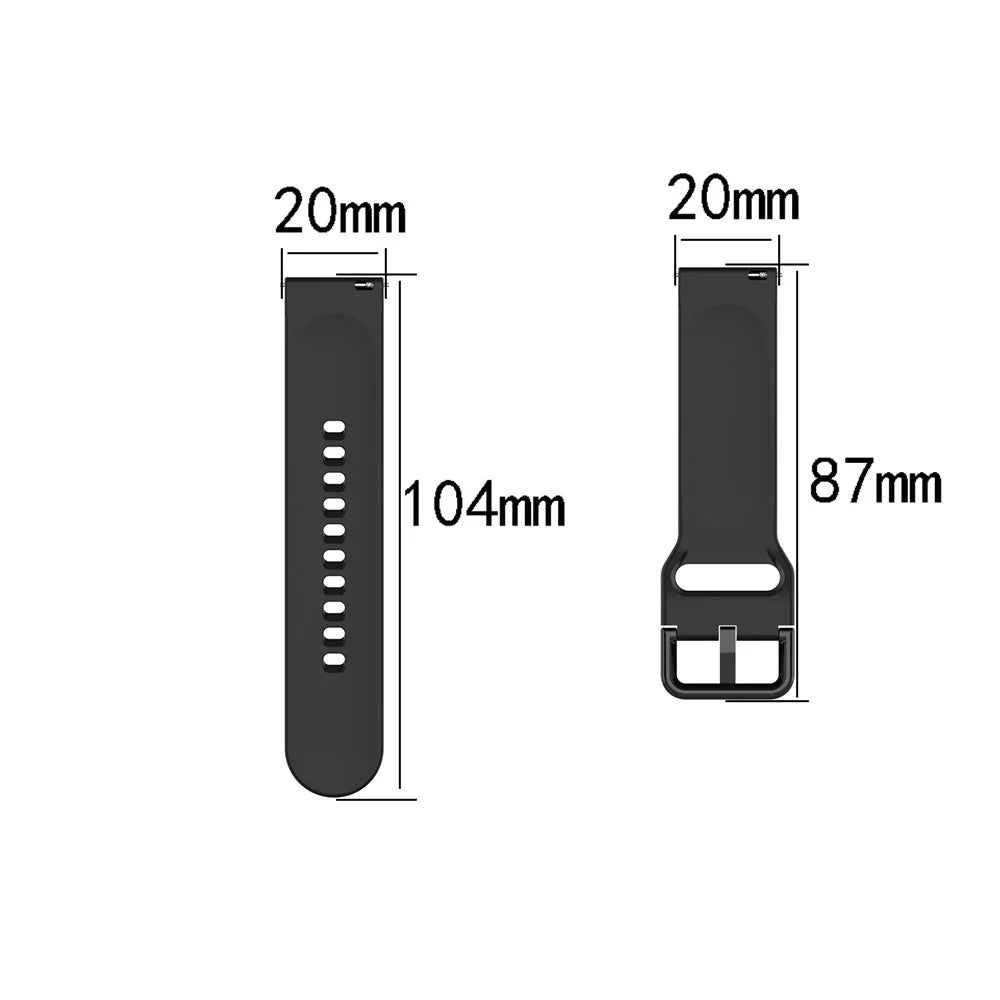 20mm Silicone Smart Watch Replacement Strap for Samsung Galaxy Watch Active - Black - 4