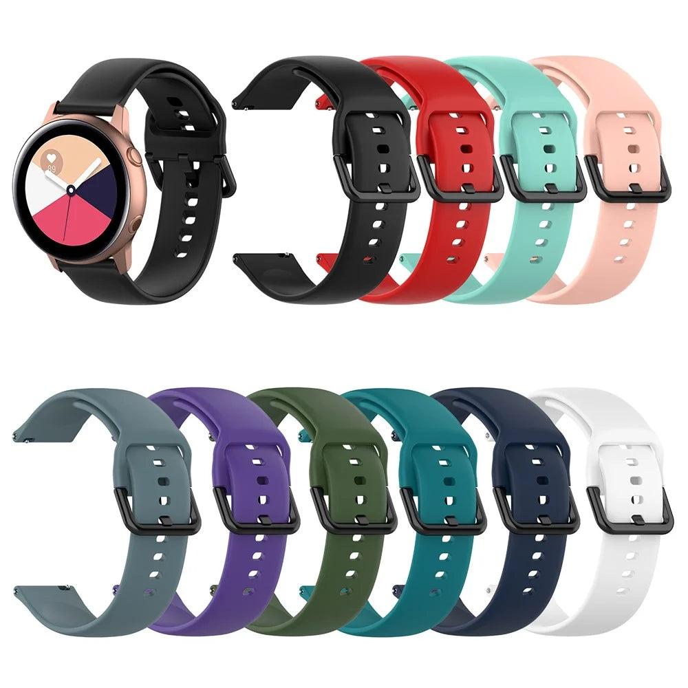 20mm Silicone Smart Watch Replacement Strap for Samsung Galaxy Watch Active - Black - 5