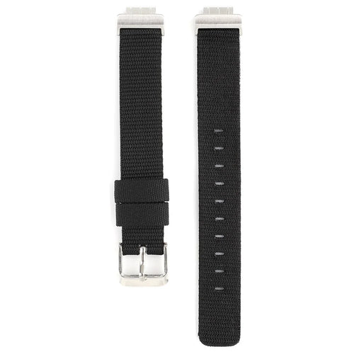 Nylon Canvas Watch Band with Metal Buckle for Fitbit Inspire HR - Black - 1