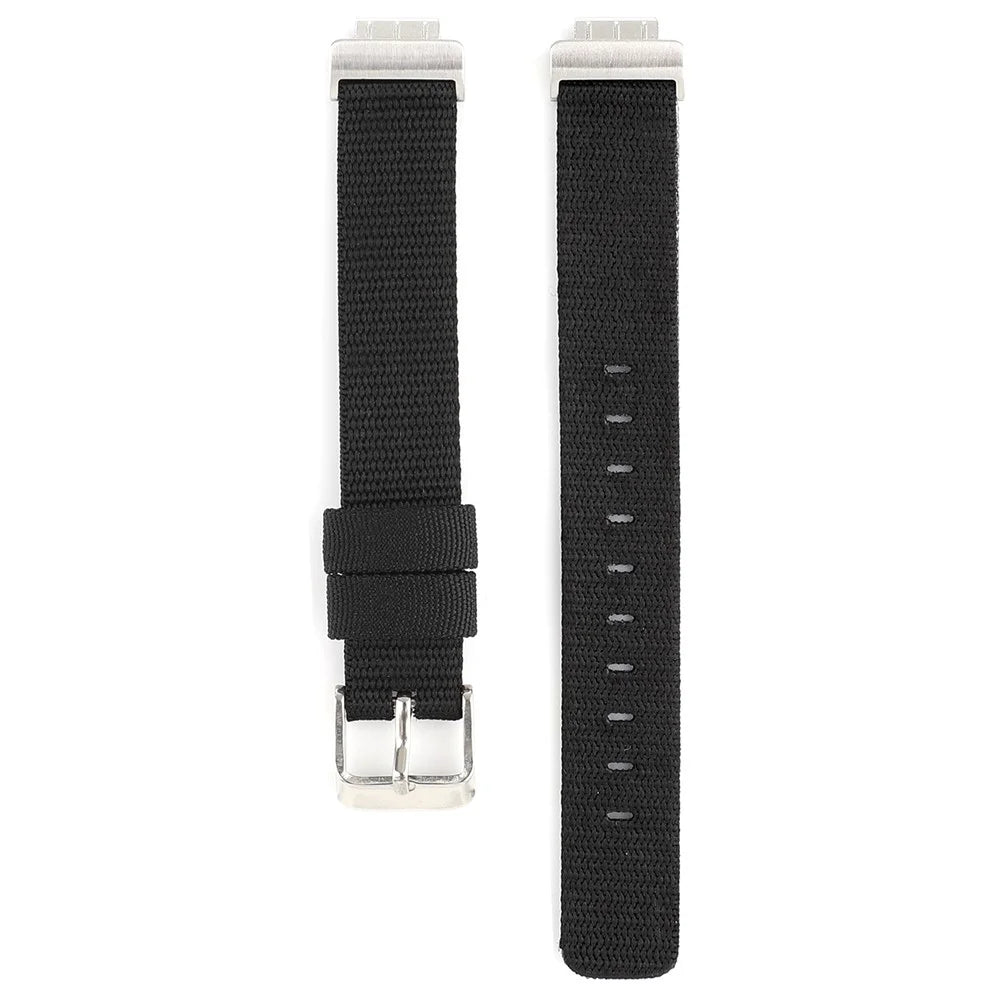 Nylon Canvas Watch Band with Metal Buckle for Fitbit Inspire HR - Black - 1