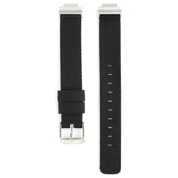 Nylon Canvas Watch Band with Metal Buckle for Fitbit Inspire HR - Black - 1
