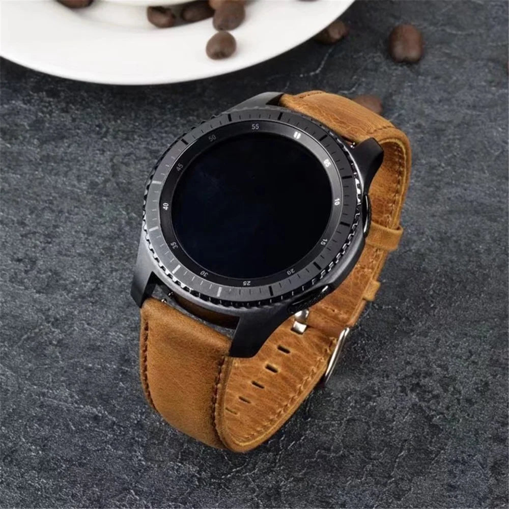22mm Crazy Horse Texture Leather Smart Bracelet Strap for Huawei Watch GT - Light Brown - 6