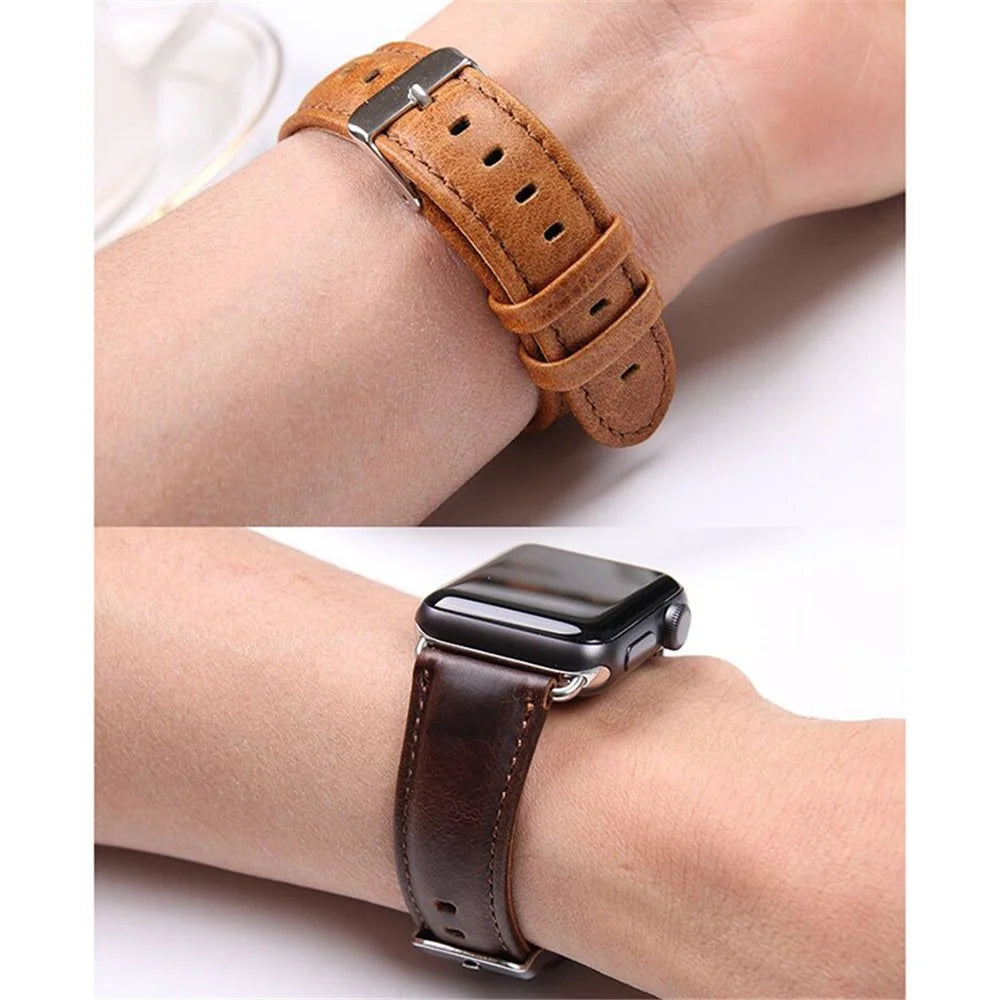22mm Crazy Horse Texture Leather Smart Bracelet Strap for Huawei Watch GT - Light Brown - 7