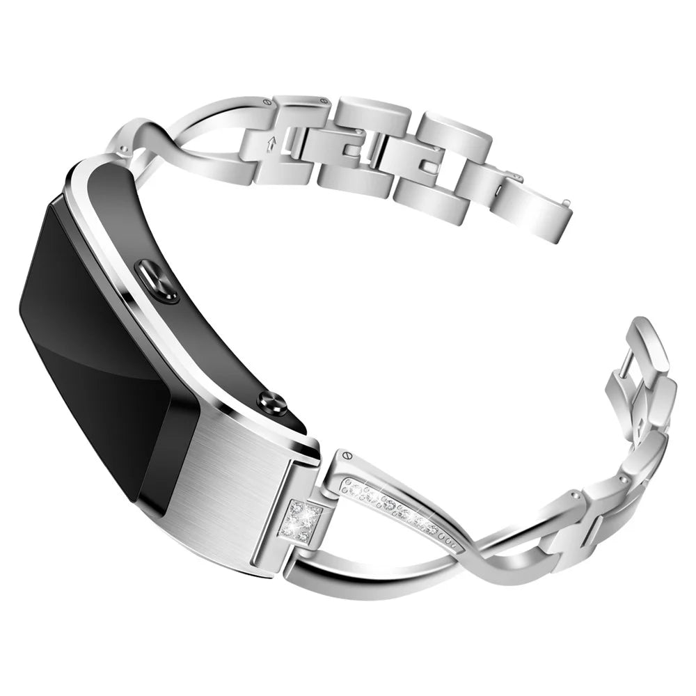 18MM Rhinestone-encrusted Stainless Steel Watchband Replacement for Huawei TalkBand B5 - Silver - 1
