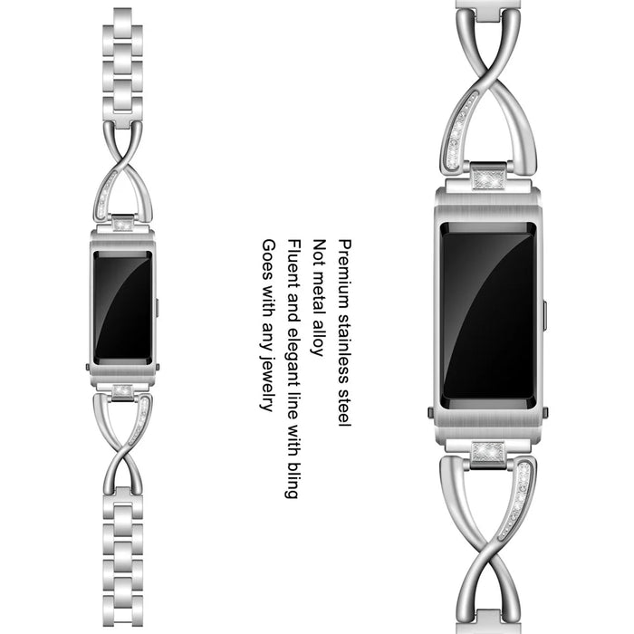 18MM Rhinestone-encrusted Stainless Steel Watchband Replacement for Huawei TalkBand B5 - Silver - 3