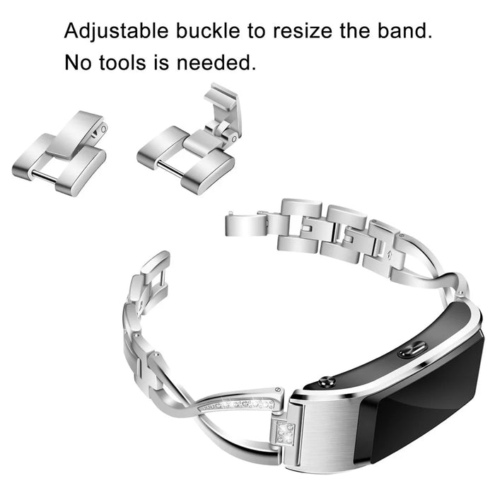18MM Rhinestone-encrusted Stainless Steel Watchband Replacement for Huawei TalkBand B5 - Silver - 4