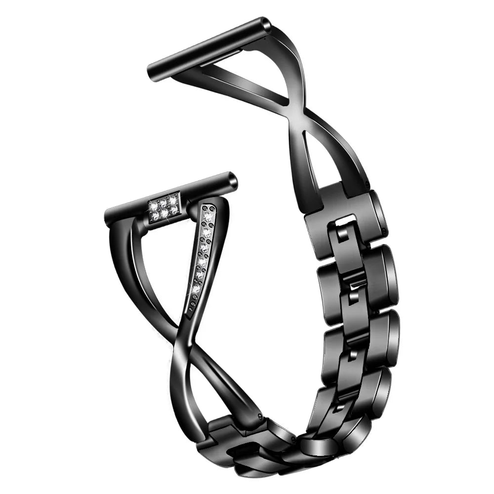 20mm X-shape Aluminum Alloy Diamond Watch Band for Samsung Galaxy Watch 42mm - Black - 1