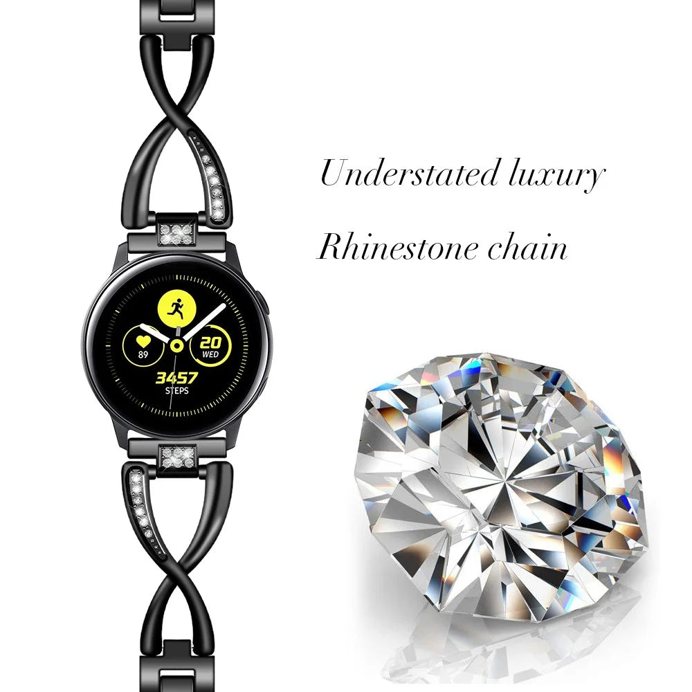 20mm X-shape Aluminum Alloy Diamond Watch Band for Samsung Galaxy Watch 42mm - Black - 2