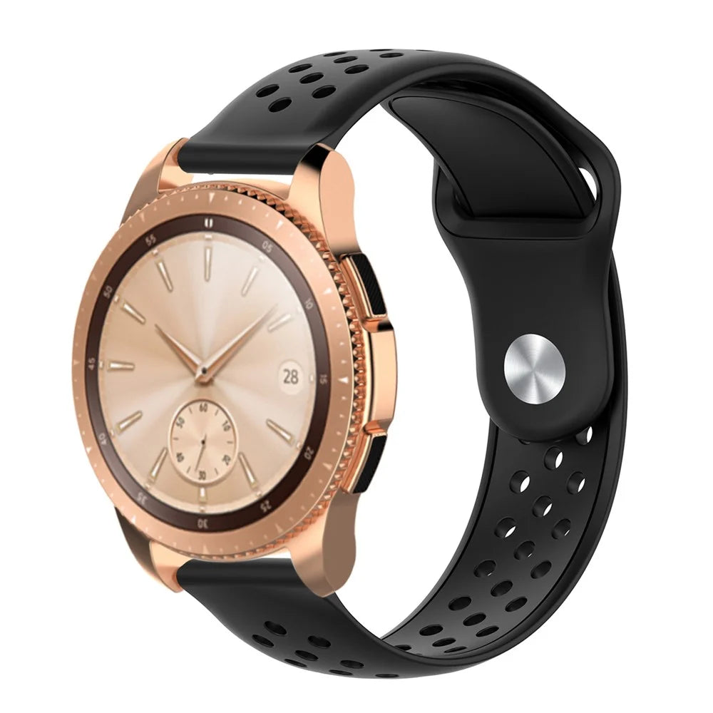 20mm Breathable Holes Silicone Bracelet Wristband Strap Replacement for Samsung Galaxy Watch 42mm SM-R810 - Black - 4